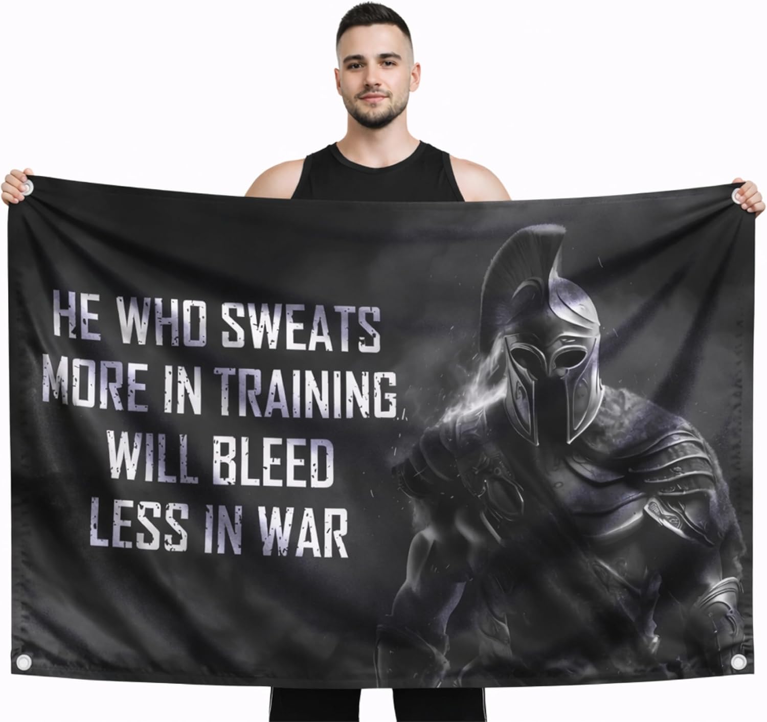 Home Improvement Quotes - Motivational Spartan Flag - He Who