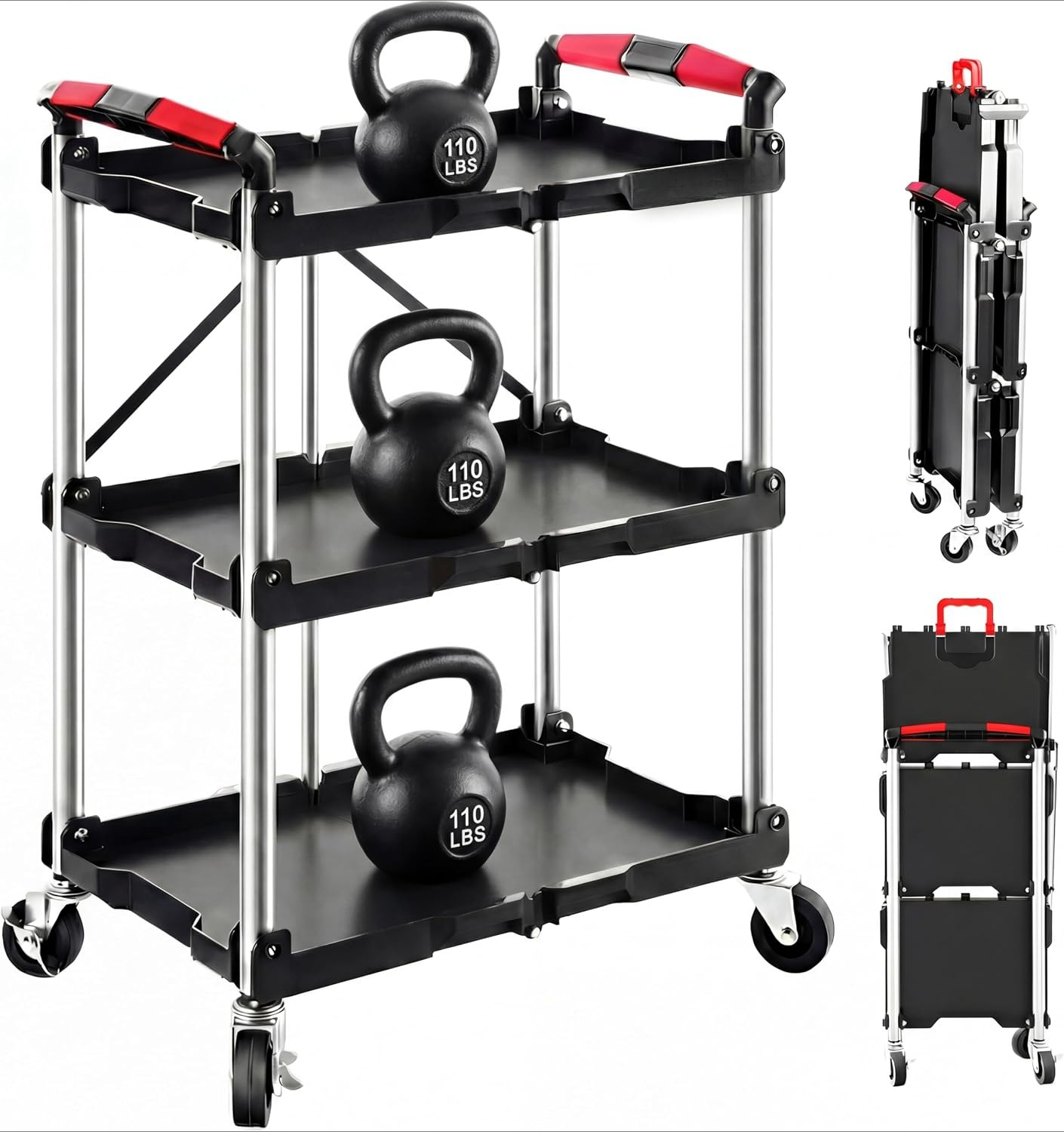 3-Shelf Foldable Rolling Utili - Home Improvements ulasan dan harga