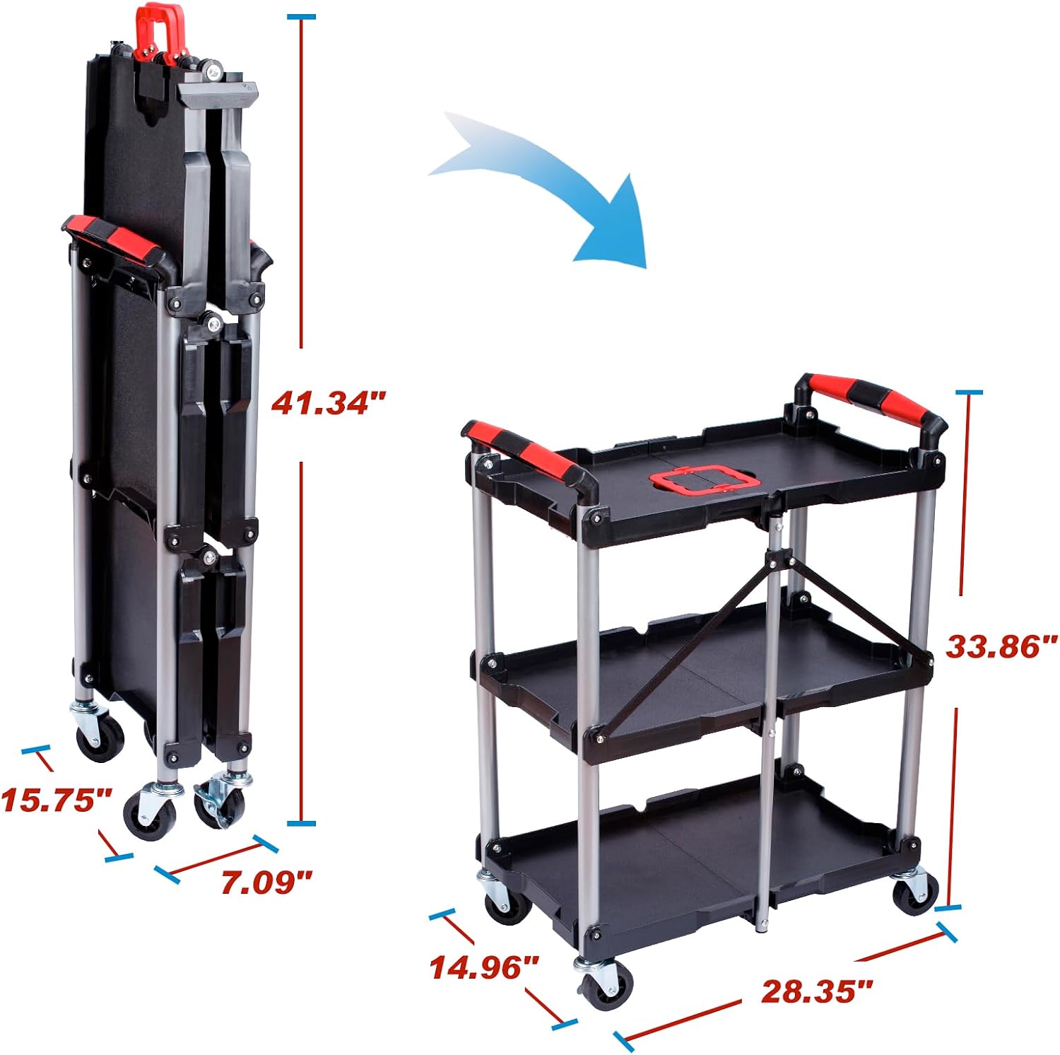 3-Shelf Foldable Rolling Utili - Home Improvements ulasan dan harga